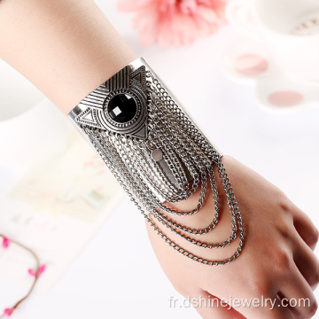 Alliage en métal argent antique Tassel Cuff Bracelet Bracelets